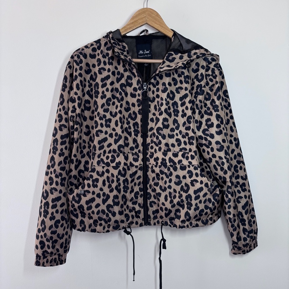 Me Jane Animal (Leopard/Cheetah) Print Bomber Jacket - Black and Tan